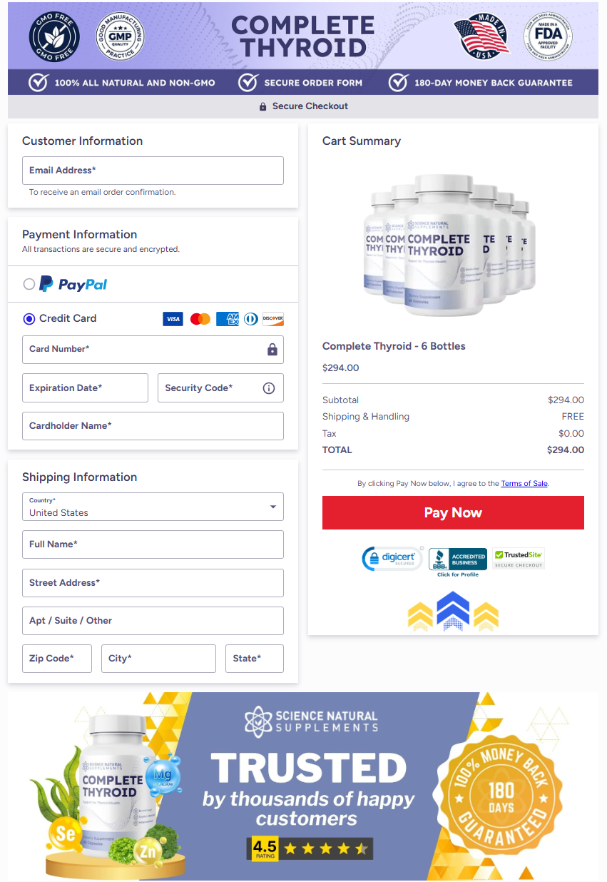 CompleteThyroid Official Website Secure Order Page